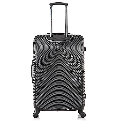DUKAP INCEPTION Lightweight Hardside Spinner Luggage with Ergonomic Handles, Travel Suitcase with Four Spinner Wheels and Studs, 28-Inch Large Checked Luggage | Black - color: Black, size: 28 Inch