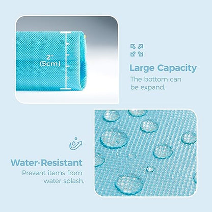 pack all Water-Resistant Zipper Pouch, Mesh Zipper Bag, 14.17"x10.23" - color: Blue, size: Large