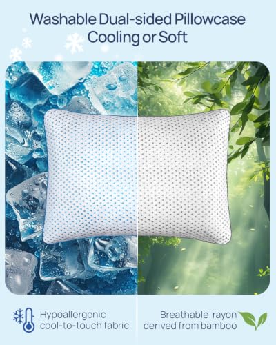 Adjustable Small Cooling Memory Foam Pillow for Travel, Camping & Airplane - size: M - 18 x 13 Inch