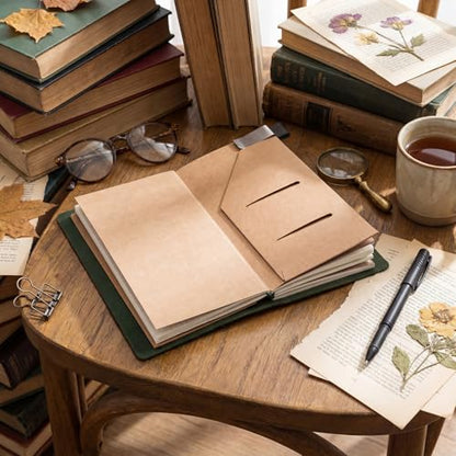Traveling Refillable Leather Journal Notebook, Green, Regular Size - color: Green, size: Regular Size