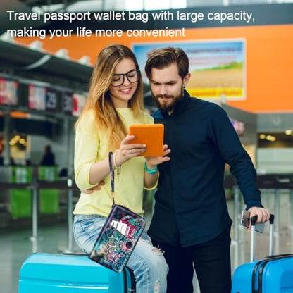 Family Passport Holder Wallet RFID Blocking Document Organizer - color: Mandala