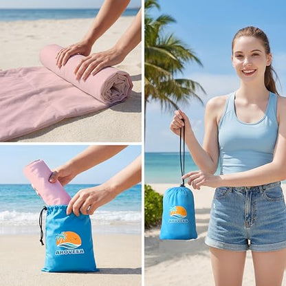 Aroveea Beach Blanket Waterproof Sandproof 78''X81''/10'X9' Oversized Mat - color: 핑크, size: 9'x10'