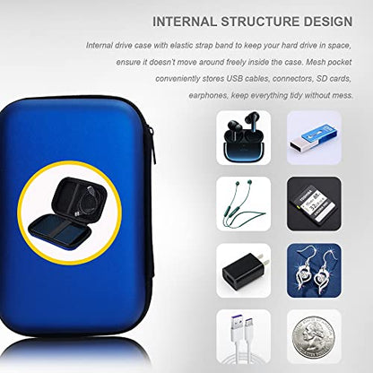 Hard Drive Carrying Case Bag Storage Organizer Universal Carry Pouch Compatible with Western Digital WD Elements Seagate, 2.5’’ EVA Shockproof Travel Case (Dark Blue) - color: Dark Blue