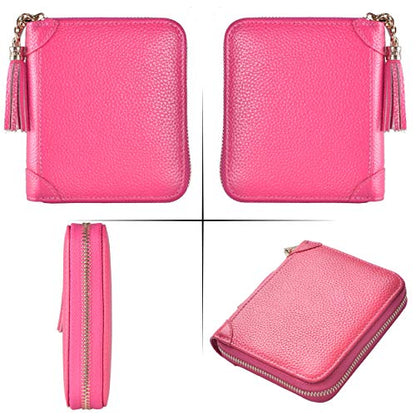Easyoulife Womens Credit Card Holder Wallet Zip Leather Card Case RFID Blocking (Rose) - color: Rose