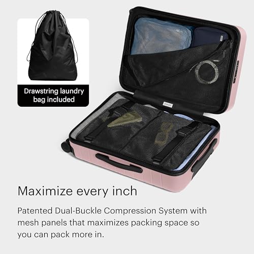 Away Bigger Carry-On Luggage, 23-Inch Lightweight Hardside Spinner Suitcase - color: Blush Pink