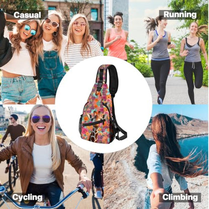 FyLybois Sling Bag Travel Crossbody Backpack for Women Chest Daypack - color: Brown