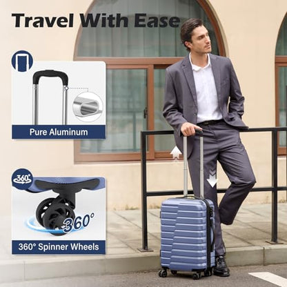 Coolife Lightweight Luggage with TSA Lock,Carry On Blue - color: Blue, size: Small(20in)