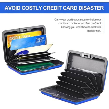 BBTO 2 Pack Slim Rfid Blocking Aluminum Credit Card Holders,Red, Blue - color: Red, Blue