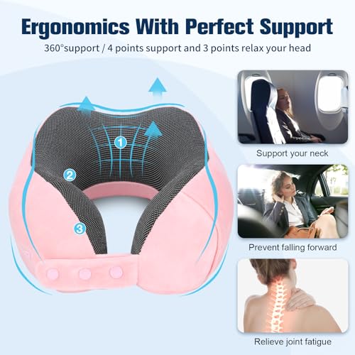 Cirorld Neck Pillow for Traveling, Travel Pillows for Airplanes Pink - color: Pink