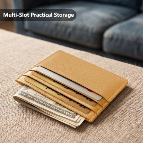 M-Plateau Super Slim Genuine Leather Credit Card Wallet - color: Yellow