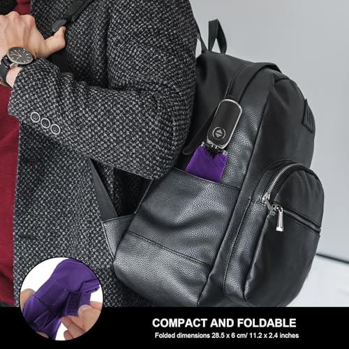 Automatic Lightweight Travel Flat Umbrella Compact Folding for Pocket - color: 0.2Dark Purple