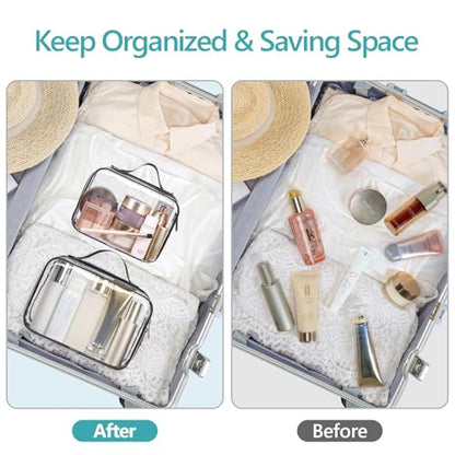 PACKISM Clear Makeup Bag Travel - TSA Approved Toiletry Bag, 2 Pack Black - color: 01 Elegant Black, size: Full Vacation (Mixed Sizes)
