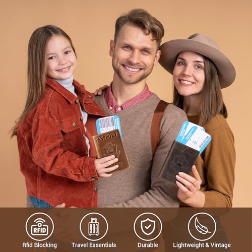 BIAOTIE Premium Leather Passport Holder Covers, Rfid Travel Wallet Passport Document Holder, Travel Essentials Wallet Cover Case for Men and Women (Coffee) - color: Coffee