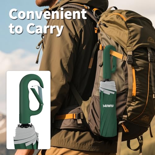 Seniny Travel Umbrella with UV Sun Protection, Large Rain Umbrellas - color: Dark Green