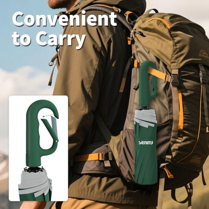 Seniny Travel Umbrella with UV Sun Protection, Large Rain Umbrellas - color: Dark Green