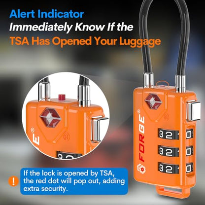 TSA Approved Cable Luggage Locks, Re-settable Combination with Alloy Body, Orange 4 Locks. - color: Orange 4 Pack