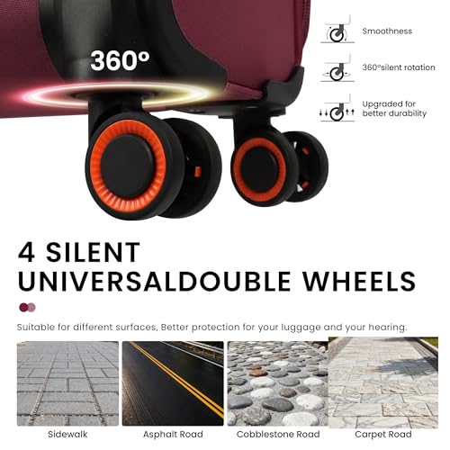 28'' Luggage with Spinner Wheels,Checked Softside Luggage - color: Burgundy, size: Checked-Large 28-Inch