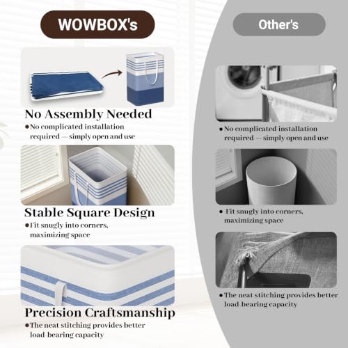 WOWBOX 2 Pack Laundry Baskets, Collapsible Dirty Clothes Laundry Hampers - color: Blue, size: 75L