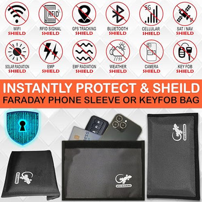 Faraday Bag Anti-Tracking GPS RFID Car Key Signal Blocker Wallet Shielding Pouch Protective Case for Cell Phone Car Key FOB, Data Privacy, Electronic Device Security (DARK GREY - NYLON) - color: DARK GREY - NYLON