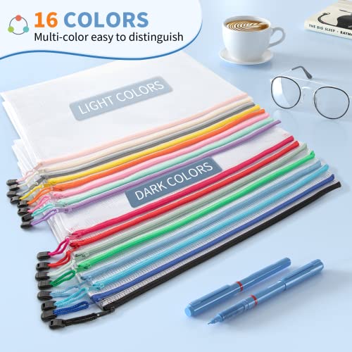 Umriox 32 Pack A4 Mesh Zipper Pouch Bulk for Office Receipt & Puzzle - style: A4-32P