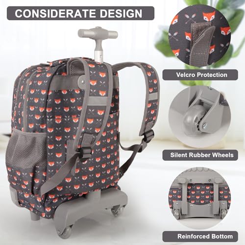 Tilami Rolling Backpack for Boys and Girls,Fox face - color: Fox Face