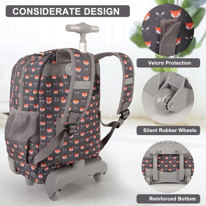 Tilami Rolling Backpack for Boys and Girls,Fox face - color: Fox Face