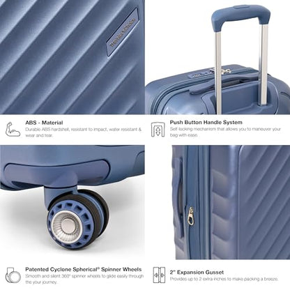 Traveler's Choice Elm 2PC Hardside Spinner Luggage Set - Matte Navy - color: Matte Navy, size: 2-Piece Set