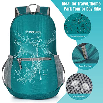 ZOMAKE Lightweight Packable Backpack, Foldable Small Travel Day Pack - color: C-lake Green