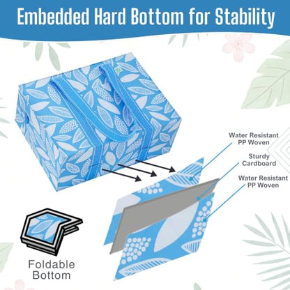 VENO 2 Pack Utility Tote Reusable Grocery Bags with Zipper & Hard Bottom - color: Spring Breeze, size: 2 Pack