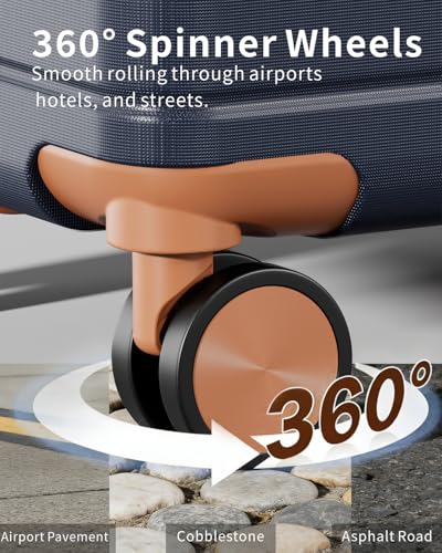 3 Piece Expandable Luggage Set with Spinner Wheels Hardshell Suitcase Set - color: Navy Blue