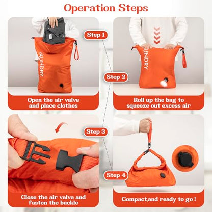 Travel Laundry Bag, Vacuum Compression Dirty Clothes Travel Bag - color: Orange, size: Medium
