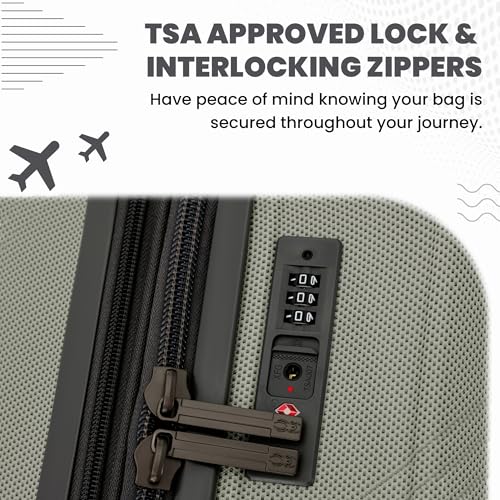 Spyder Rails 29 Inch Expandable Hardside Checked Suitcase with 360° Spinner Wheels, TSA Approved Lock - color: Moss Gray, size: Large Checked