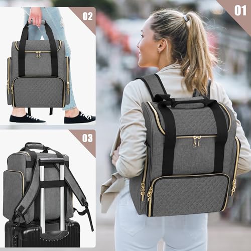 LUXJA Makeup Bag Backpack with 3 Removable Cases and 1 Makeup Brush Bag - color: Gray
