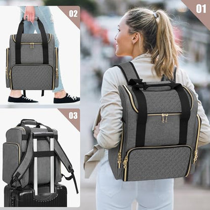 LUXJA Makeup Bag Backpack with 3 Removable Cases and 1 Makeup Brush Bag - color: Gray