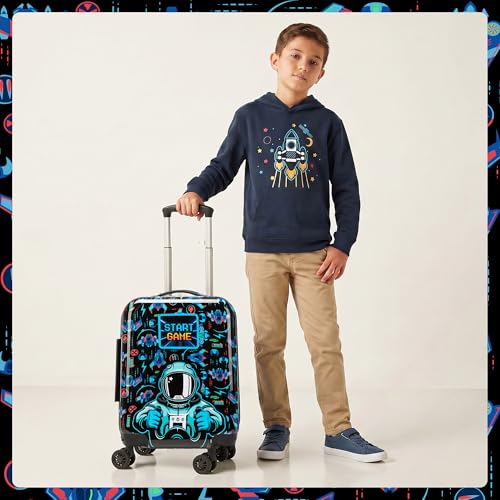 Kids Luggage Set Carry On Rolling Suitcase with U shaped Pillow Toddler Suitcase for Boys Travel Set Rocket Hardside Luggage with Spinner Wheels Airline Approved - color: 1 Astronaut