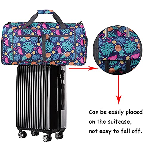 Woogwin Travel Duffel Bag Large Foldable Waterproof Overnight Bag for Beach Swim Bags Pool Sports Gym - color: 60L Pineapple