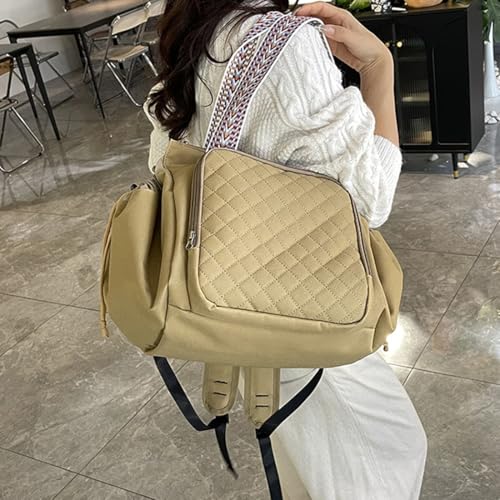 Travel Duffel Bag Weekender Bags for Women, Expandable Tote Handbag Diaper Bag Backpack Shoulder Bag for Car Work Daily - color: Khaki