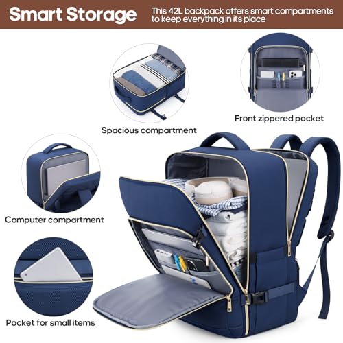 UKEIN Luggage Sets 3Piece, Carry On Luggage 20in Suitcase Set With Backpack - color: Navy Blue, size: 3 piece set (BP/20inch)