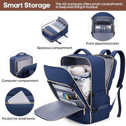 UKEIN Luggage Sets 3Piece, Carry On Luggage 20in Suitcase Set With Backpack - color: Navy Blue, size: 3 piece set (BP/20inch)