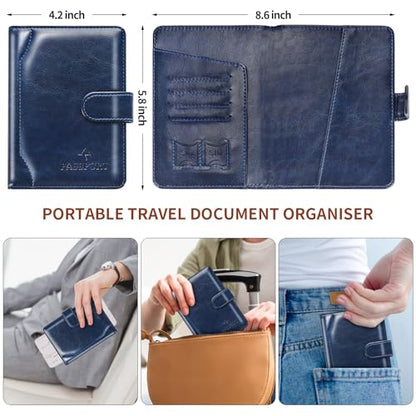 Passport Holder for Travel Essentials Wallet Cover Case Women Men Gift - color: D-Blue