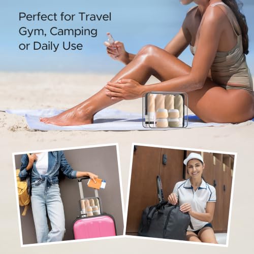 LitBear 23 Pack TSA Approved Travel Bottles for Toiletries, Leak Proof - color: Brown