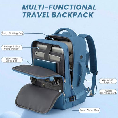 Sinaliy Travel Backpack for Men Women, Airline Approved Personal Item Bag - color: Deep Blue, size: Large