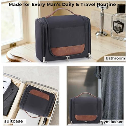 Ralnitote Toiletry Bag for Men, Large Hanging Travel Toiletry Bag, Black - color: Black
