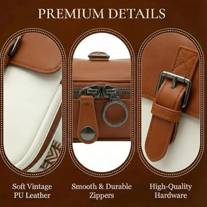Small Crossbody Bags for Women, RFID Wallet Purse, Vegan Leather Mini Bag - color: White Brown