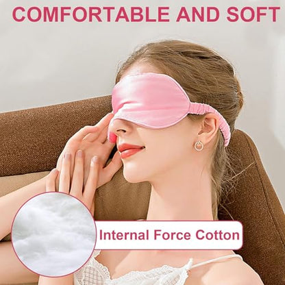 IEKEODI 2 Pack Silk Sleep Masks, Light Blocking Eye Masks, Pink & Pink - color: Pink+pink