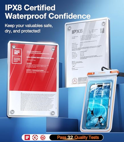 TORRAS IPX8 Waterproof Phone Pouch Floating, Underwater Touch Screen, White - color: 1 Pack-White