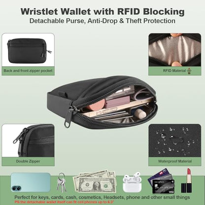 YFWE Clip and Go Strap for Phone with Wallet Crossbody, Adjustable Phone Lanyard with Detachable RFID Wristlet Wallet, Pattern Strap, Black (M) - color: Black-pattern Strap, size: Medium