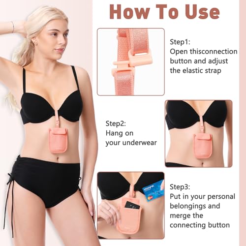 YOYI YOYI RFID Blocking Bra Wallet, Travel Wallet for Credit Cards & Cash - color: Pink