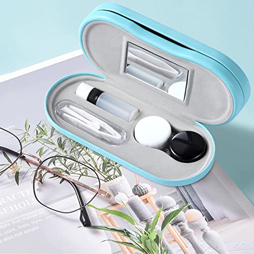 AITIME 2 in 1 Contact Lens and Glasses Case Combo,Contact Travel Case Kit - color: Light Blue