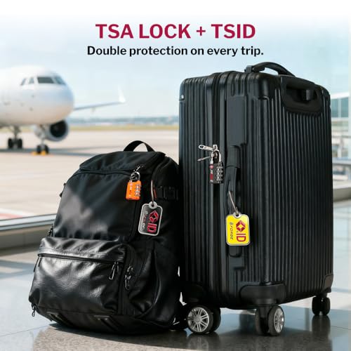 Forge Dual-Opening: Key or Combination Lock, TSA Approved Lock for Luggage, Pelican case, Travel, Gym, School, Luggage Combination Lock, Travel Bag Lock (Black 4 Locks and 2 ID) - color: Black 4 Locks 2 IDS